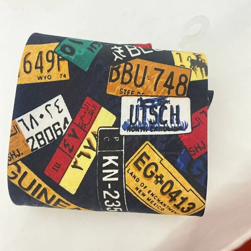 #5597 Soleil Mens License Plate Novelty Necktie, Tie 55X4